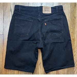 Vintage Levi's 550 Shorts Black Batwing Orange Tab USA Baggy Y2K Jorts Sz 38